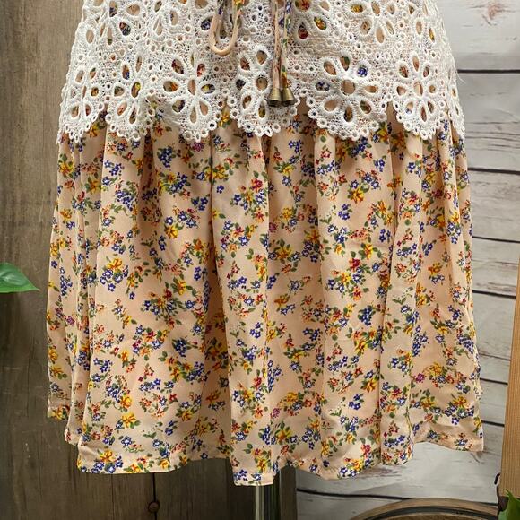 Trendology Boho Chic Sleeveless Summer Dress NWT Small Eyelet Lace Floral Mini - Picture 4 of 13